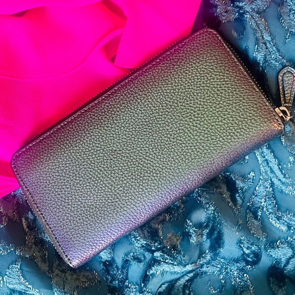 UNICORN COACH HOLOGRAM Accordion Zip Around Long Wallet Pocket Purple Green Teal - Picture 6 of 16